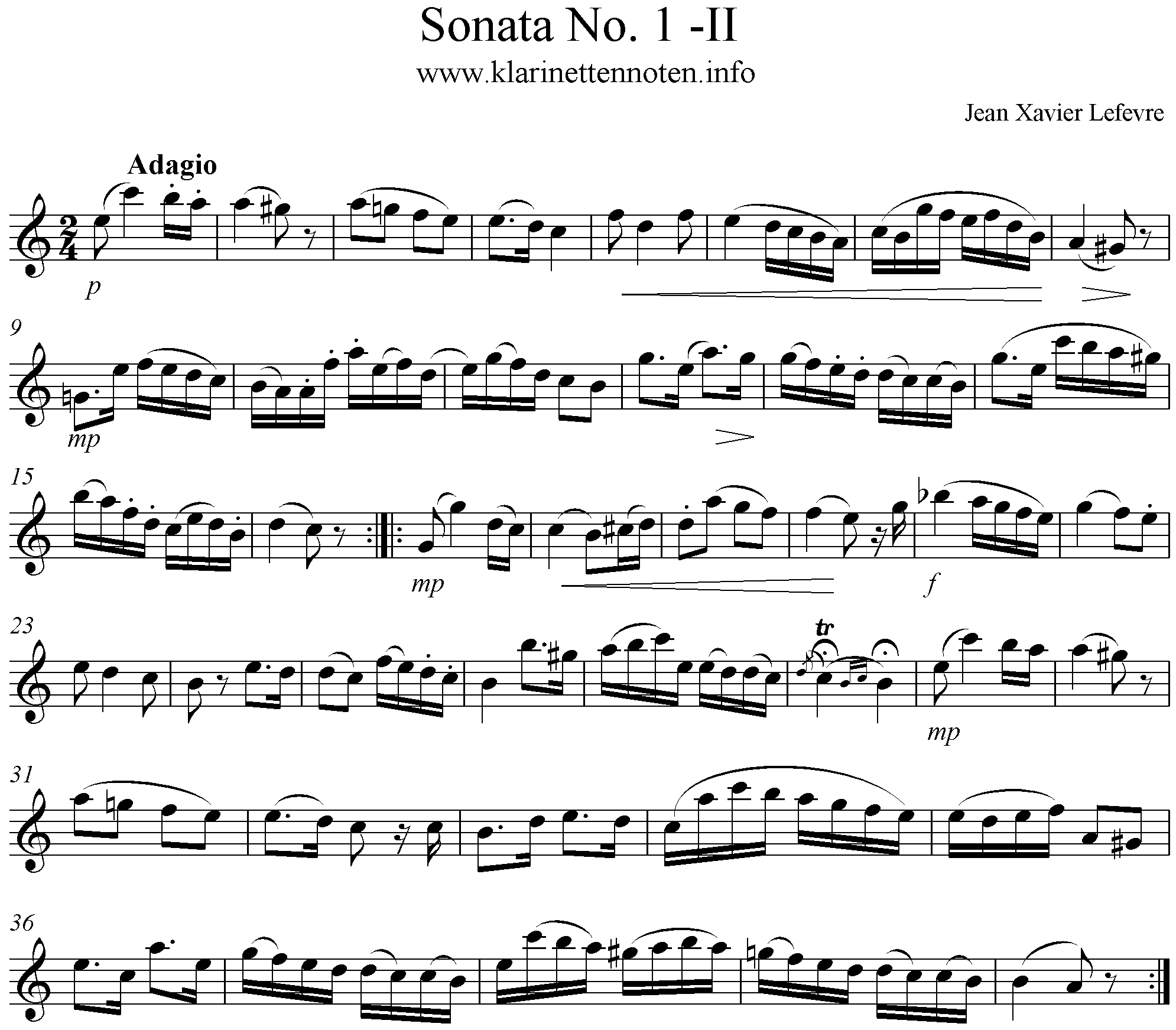 Lefevre Clarinet Sonata no1 mov. II Adagio